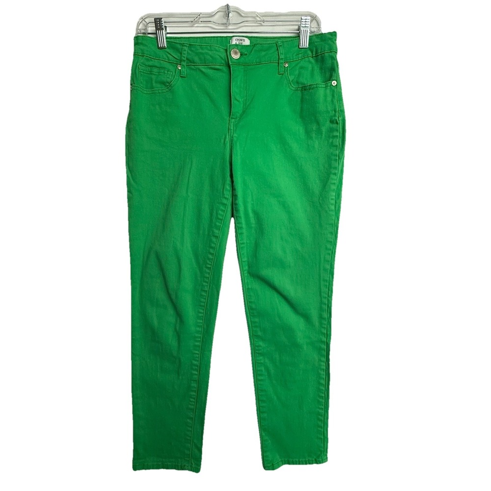Crown &‎ Ivy Green Skinny Jeans Womens 8S Stretch Ankle Pants Preppy